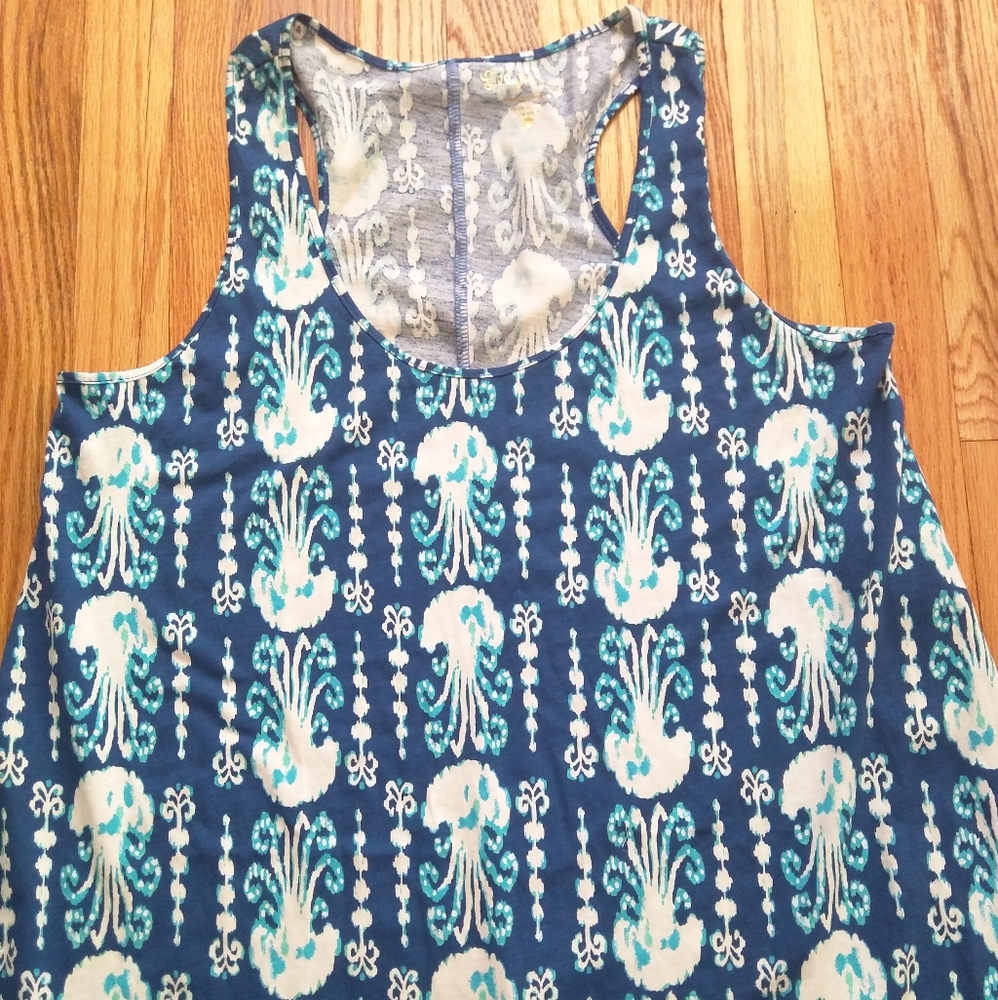 Lilly Pulitzer Melle Dress Indigo Get in Line Blue Sleeveless Racerback White L - Picture 9 of 16
